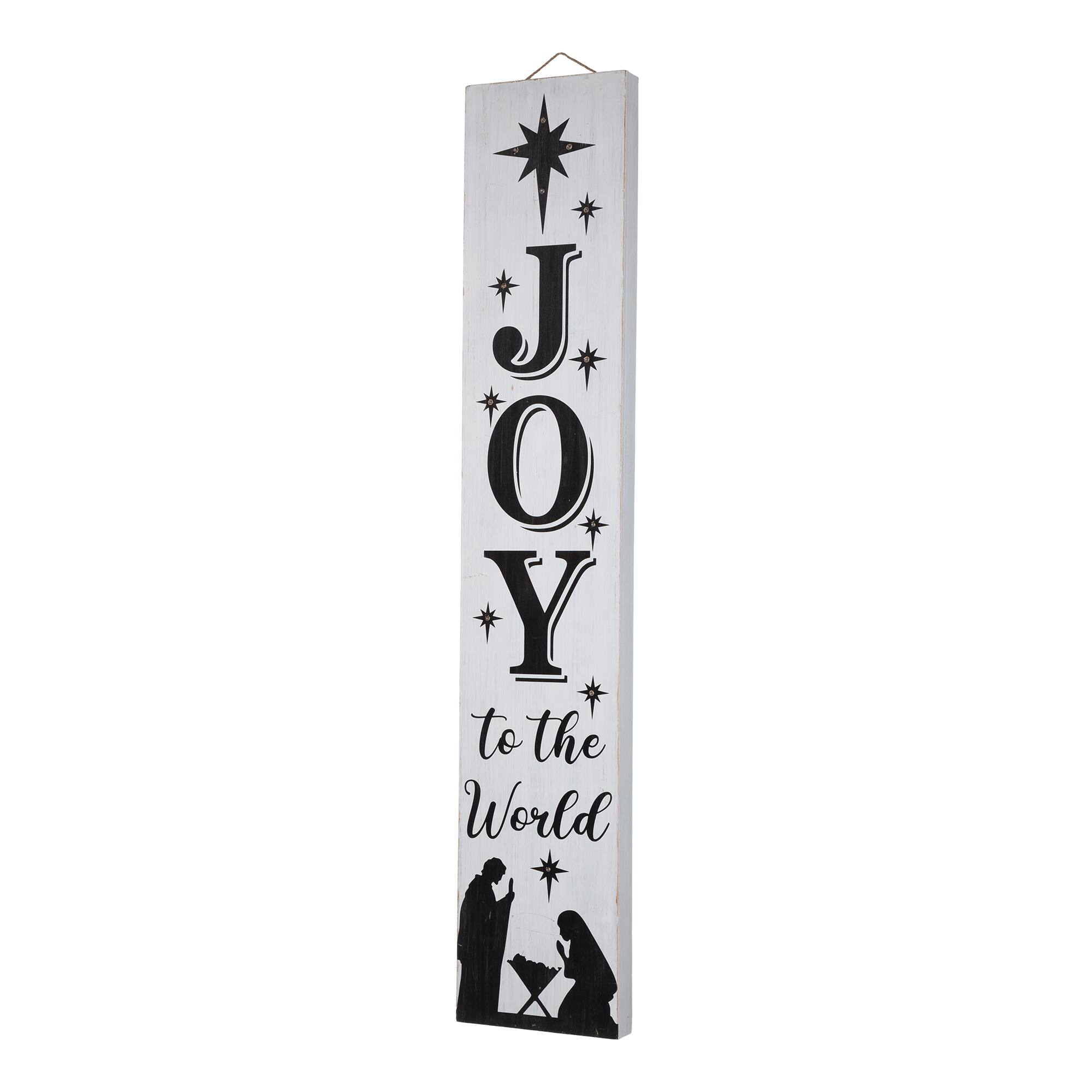 Glitzhome® 42" Lighted Wooden Nativity Porch Sign with Timer
